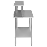 Kitchen Work Table with Overshelf 120x60x120 cm Stainless Steel 3054469
