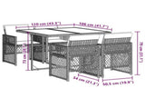 5 Piece Garden Dining Set with Cushions Grey Poly Rattan 3210722