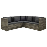 ZNTS 4 Piece Garden Lounge Set with Cushions Poly Rattan Grey 313138