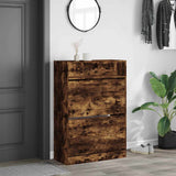 Shoe Cabinet with 2 Flip-Drawers Smoked Oak 80x34x116 cm 3214410