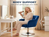 Retro Velvet Swivel Tub Chair with Steel Frame, Cushion Seat, Dark Blue T3398P554132