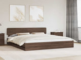 Bed Frame with Drawer Brown Oak 200 x 200 cm Engineered Wood 3412156