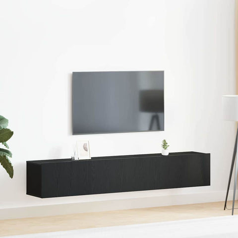 TV Cabinet Set 2 pcs Black oak 100 x 30 x 30 cm Engineered wood 3333055