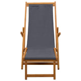 Folding Sun Lounger 3 Position Solid Eucalyptus Wood Grey 42024916