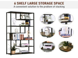 6 Tier Bookcase, Industrial Tall Shelf Unit with Steel Frame for Home Office, Study, Living Room, T3398P329530