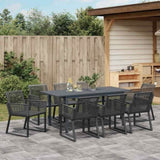 Garden Dining Set 9 pcs Black Poly Rattan 3378821
