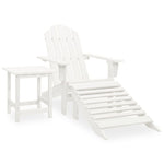 Garden Adirondack Chair with Ottoman&Table Solid Fir Wood White 315929