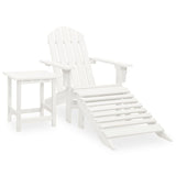 Garden Adirondack Chair with Ottoman&Table Solid Fir Wood White 315929
