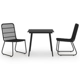 Dining Set Black Poly rattan, powder-coated steel, glass 80 cm 3060243