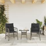 Garden Chairs with Cushions 2 pcs Grey Poly Rattan 365155