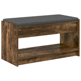 Hall Bench with Cushion with Shelf Smoked Oak 83 x 38 x 45 cm 891580