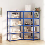 5-Layer Shelves 2 pcs Blue Steel&Engineered Wood 3154195