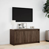 TV Cabinet with LED Brown Oak 100x34x50 cm Engineered Wood 852214