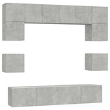8 Piece TV Cabinet Set Concrete Grey Engineered Wood 3114409