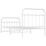 Bed Frame White Powder-Coated Steel Single Bed Frame 352639