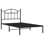 ZNTS Metal Bed Frame without Mattress with Headboard Black 100x190cm 353433