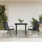 3 Piece Garden Dining Set Black Steel and Textilene 3200682