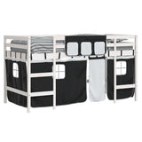 Kids' Loft Bed with Curtains without Mattress White&Black 90x190cm 3206976