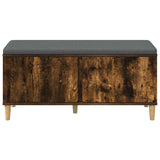 Hall Bench with Cushion with Door Smoked Oak 100 x 38 x 46 cm 891540