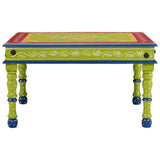 Coffee Table Green Hand Painted Solid Wood Mango 353764