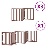 Dog Gate with Door Foldable 15 Panels Brown 750 cm Poplar Wood 3155549