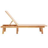 ZNTS Sun Lounger Cream Solid Wood Acacia and Textilene 4008412