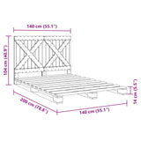 Bed Frame Grey Solid pine wood Double Sturdy Bed Frame 3281582