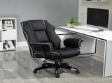 Faux Leather Executive Office Chair, with Contrast Piping - Black/White T3398P343013
