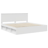 Bed Frame with Headboard White 200 x 200 cm Solid Pine Wood 3410965