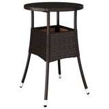 Garden Table 60x75 cm Tempered Glass and Poly Rattan Brown 310599