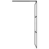 Walk-in Shower Wall 80x195 cm Half Frosted ESG Glass Black 151872