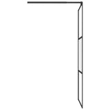 Walk-in Shower Wall 80x195 cm Half Frosted ESG Glass Black 151872