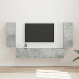 TV Wall Cabinet Set 4 pcs Concrete Grey Engineered Wood 3408919