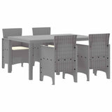Garden Dining Set 5 pcs Light Grey Polt rattan 3378711
