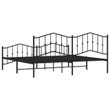 Metal Bed Frame without Mattress with Footboard Black 193x203cm 373813