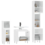 ZNTS 3 Piece Bathroom Cabinet Set High Gloss White Engineered Wood 3187791