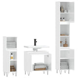 ZNTS 3 Piece Bathroom Cabinet Set High Gloss White Engineered Wood 3187791
