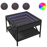 ZNTS Coffee Table with Infinity LED Black 50x50x38 cm 847697