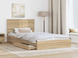 Storage Bed with Drawer Sonoma Oak 100 x 200 cm Engineered Wood 3411238