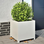 ZNTS Garden Planter White 50x50x50 cm Steel 851214