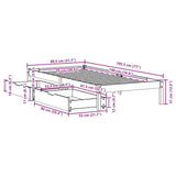 Bed Frame without Mattress White 75x190 cm Small Single Solid Wood Pine 3301421
