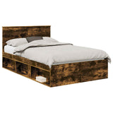 Bed Frame Smoked Oak 120 x 190 cm Solid Pine Wood 3410631