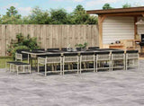 17 Piece Garden Dining Set with Cushions Light Grey Poly Rattan 3211547