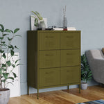 ZNTS Drawer Cabinet Olive Green 80x35x101.5 cm Steel 336144