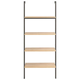 4-Tier Leaning Shelf Light Brown and Black 64x35x152.5 cm 336382