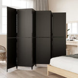 Room Divider 6 Panels Black Poly Rattan 365368