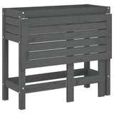 Garden Planter with Folding Tabletop Grey Solid Wood Pine 825123