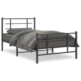 Metal Bed Frame without Mattress with Footboard Black 100x200cm 355574