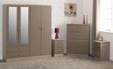 ZNTS Nevada 4 Door 2 Drawer Mirrored Wardrobe Bedroom Set 100-108-039