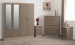 ZNTS Nevada 4 Door 2 Drawer Mirrored Wardrobe Bedroom Set 100-108-039